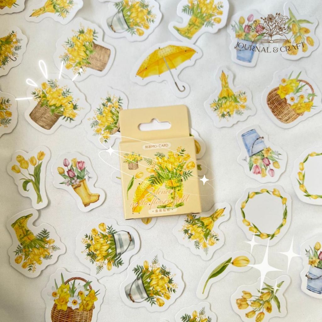 46pcs Sticker Pack Flower Deco Aesthetic Sticker Planner DIY Sticker Aesthetic Motif