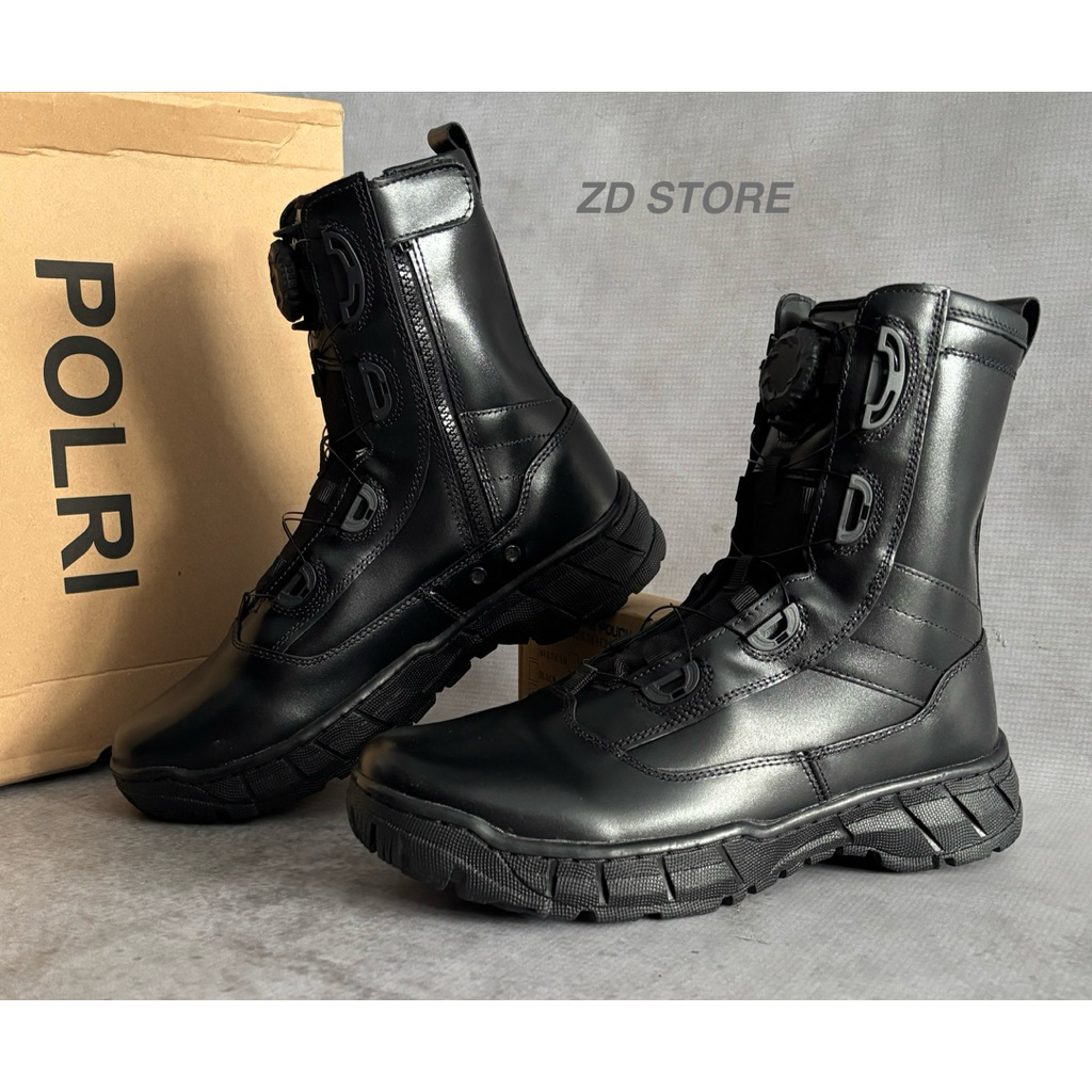 SEPATU PDL JATAH POLRI PUTER FULL KULIT PREMIUM/SEPATU PDL POLRI PUTAR JATAH PATI 2022