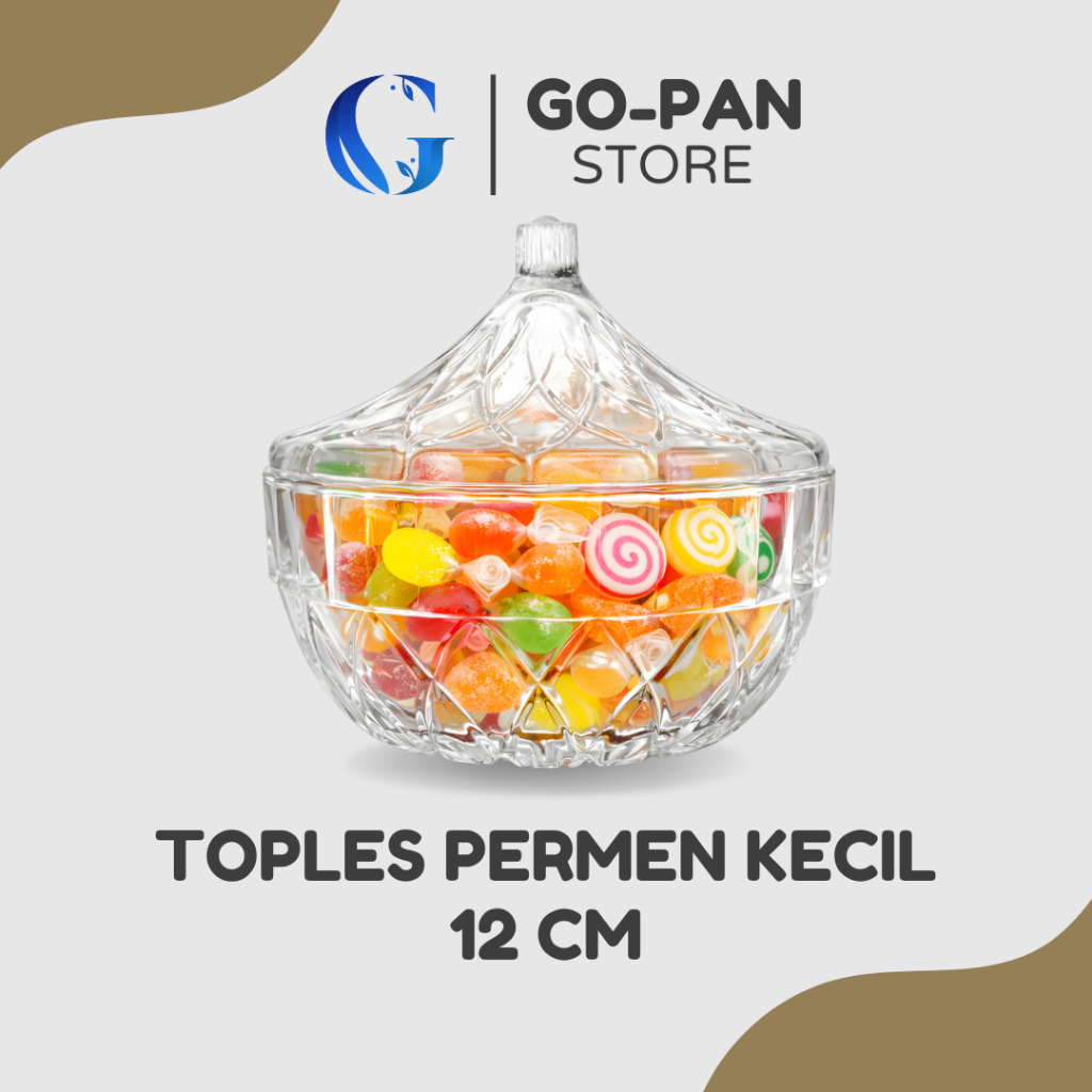 Wadah Jajan Lebaran Kaca + Tutup 300 ml / Toples Permen Hari Raya / Toples Beling Aesthetic Cantik