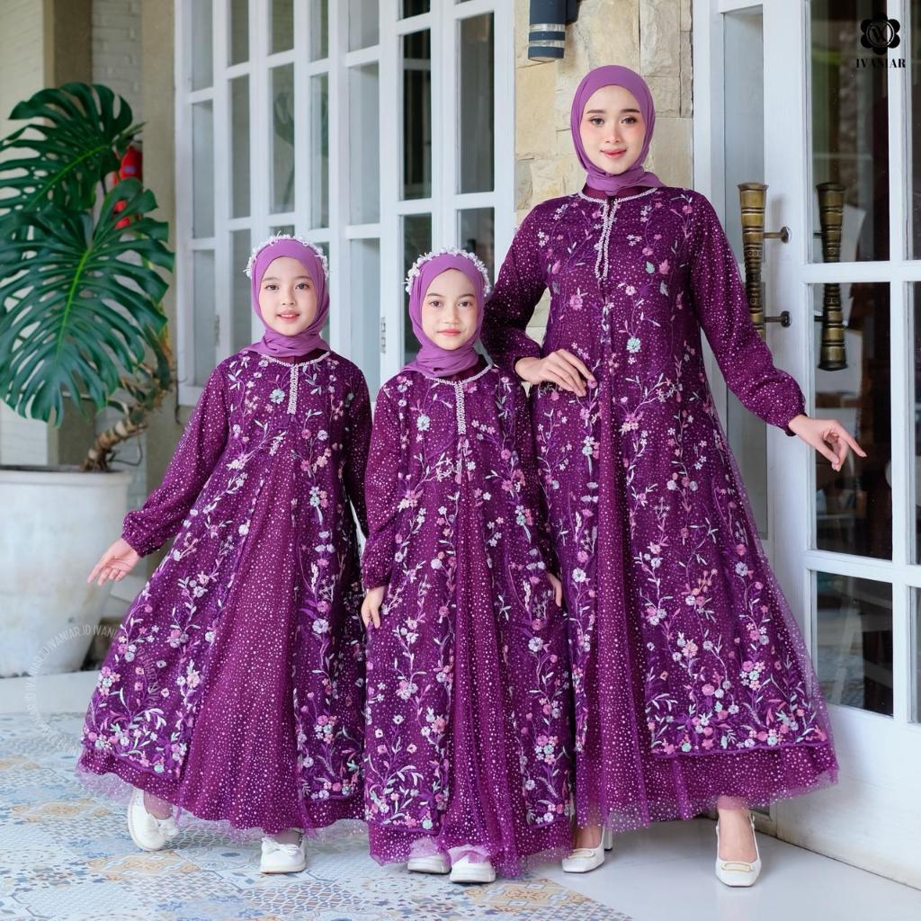 Ivaniar | Dianella Dress | Dress Mewah | Gamis Couple Ibu dan Anak Perempuan 1 - 12 Tahun