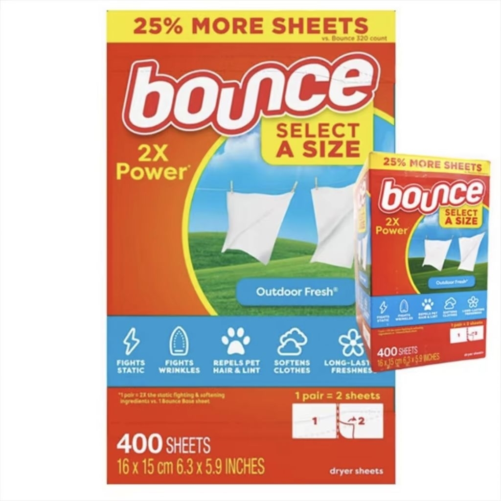 Bounce Dryer Sheets 2x Power Outdoor Fresh sheet