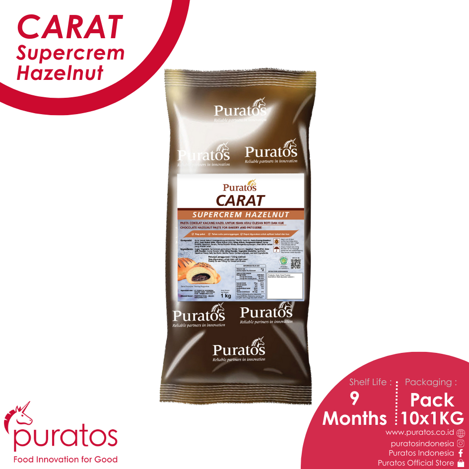 Puratos Carat Supercrem Hazelnut Olesan Filling Coklat Hazelnut 1Kg