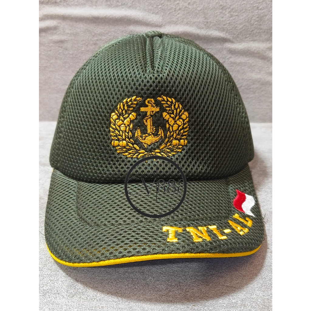 Topi Jaring TNI AL (Hijau Kun Bndr) - Topi Jaring TNI Angkatan Laut - Topi Jaring - Topi TNI AL