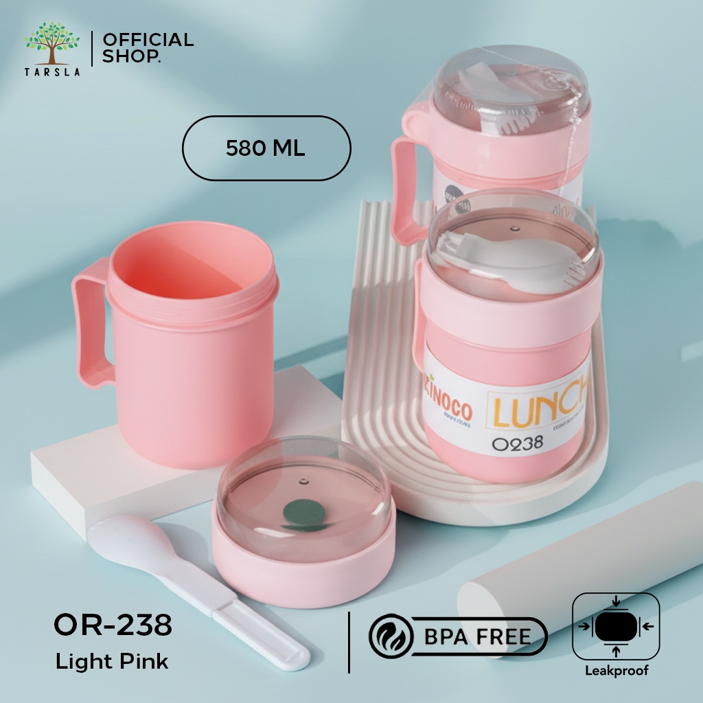 Mug Plastik OR-0238  Food Grade & BPA Free 580ml - Bonus sendok