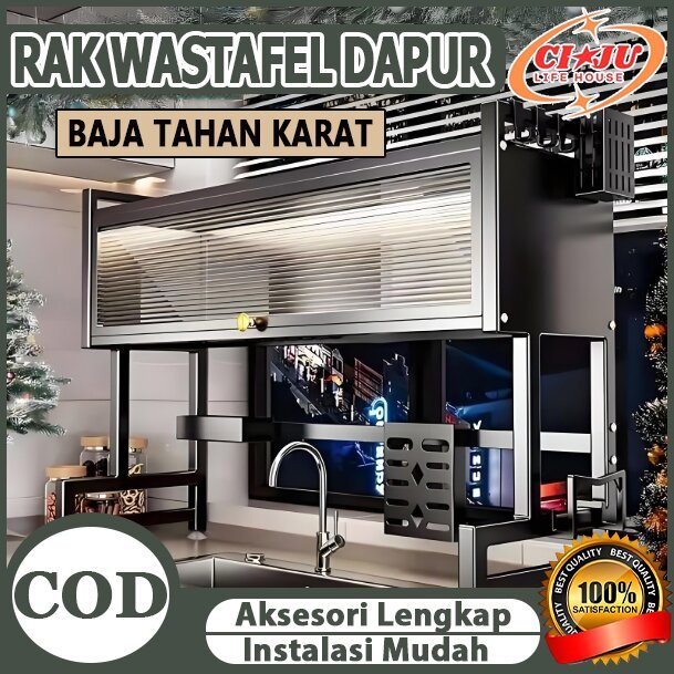 Rak Wastafel Dapur Rak Lemari Rak Piring Wastafel Dapur Baja tahan karat Rak Piring Multifungsi Rak 