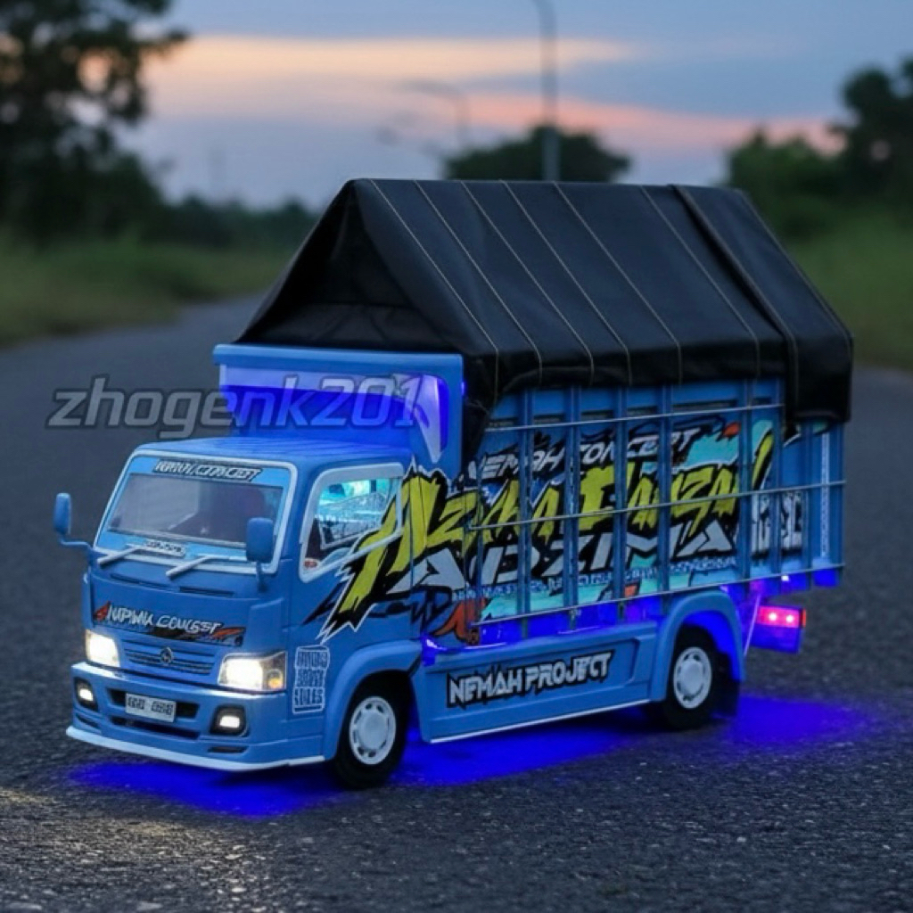 PROMO Miniatur TRUK OLENG Full Variasi Lampu Terpal Dari Kayu Asli - Mainan Anak Truk Oleng Non Rc P