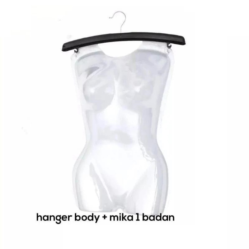 Hanger gantungan baju / body dinding / hanger body mika full / manekin mika body gantung full bening