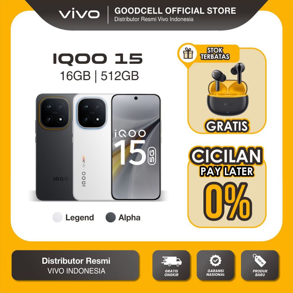 [NEW LAUNCH] vivo iQOO 15 RAM 16GB/512GB BNIB Garansi Resmi Extended RAM Terbaru 2025 Prosesor Snapd