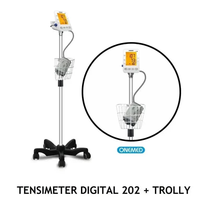 ONEMED Tensimeter Digital 202 + Trolly Set | Tensi Digital Alat Cek Tekanan Darah Onemed 202 Dengan 