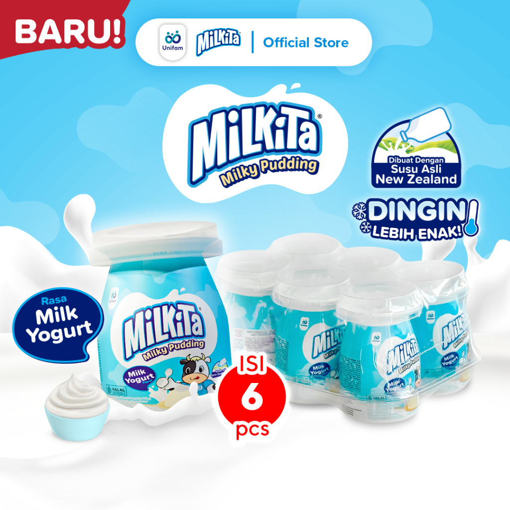 Milkita Milky Pudding Rasa Yoghurt Susu - Puding Susu (Isi 6 Cup)