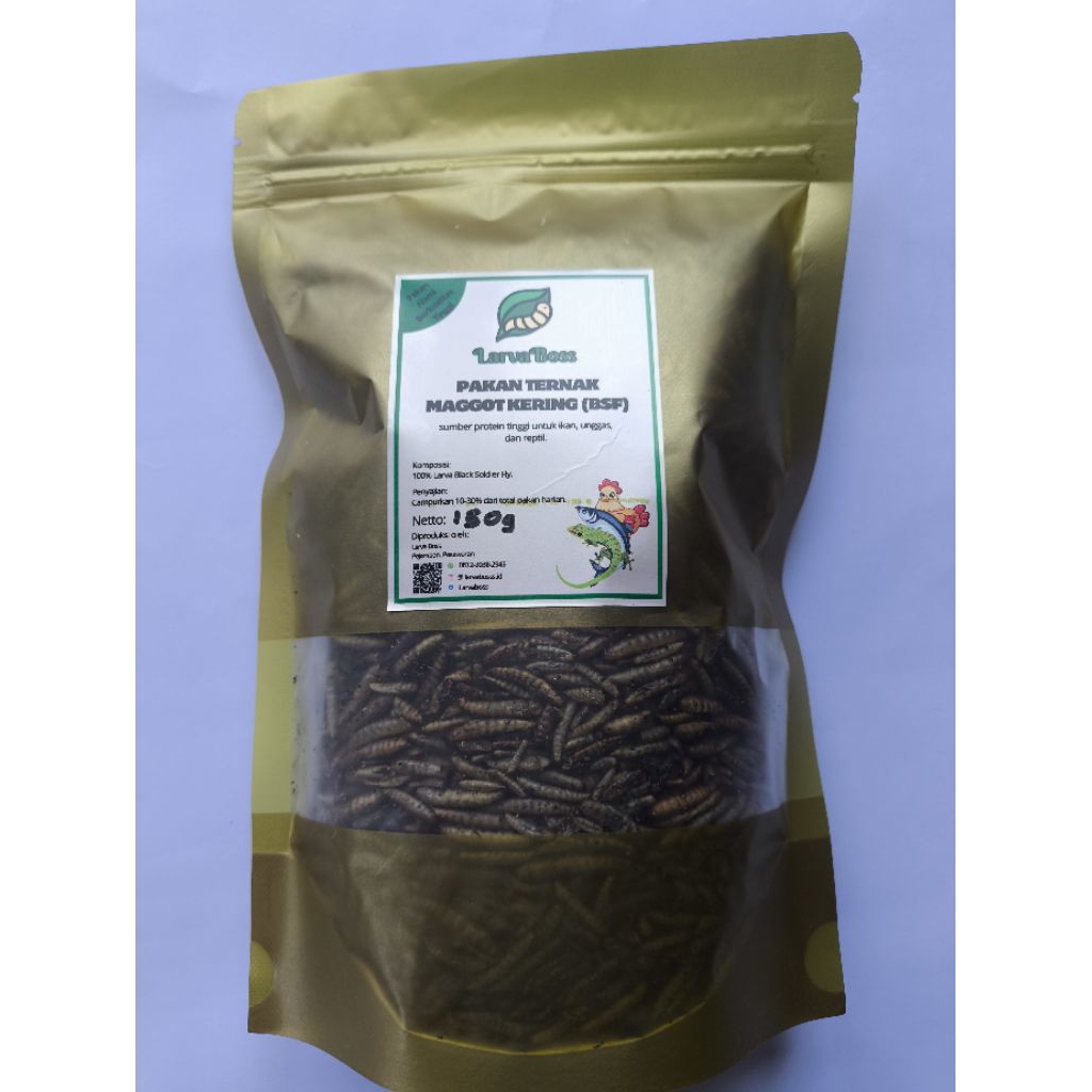 maggot kering BSF LarvaBoss.id 150gram - 100% maggot