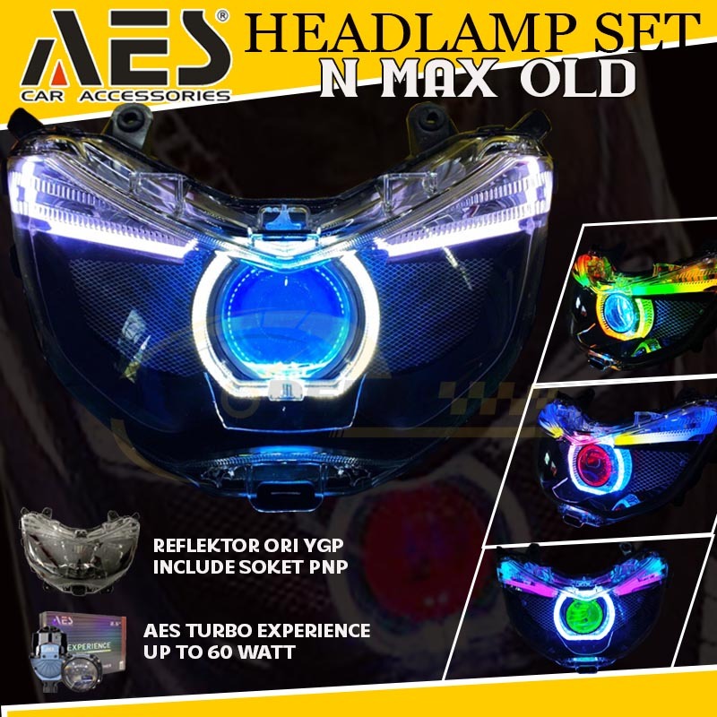 Lampu AES Projie Bi-LED Set Headlamp ORI KOMPLIT Yamaha Nmax OLD 2014-2019 Single Biled PNP