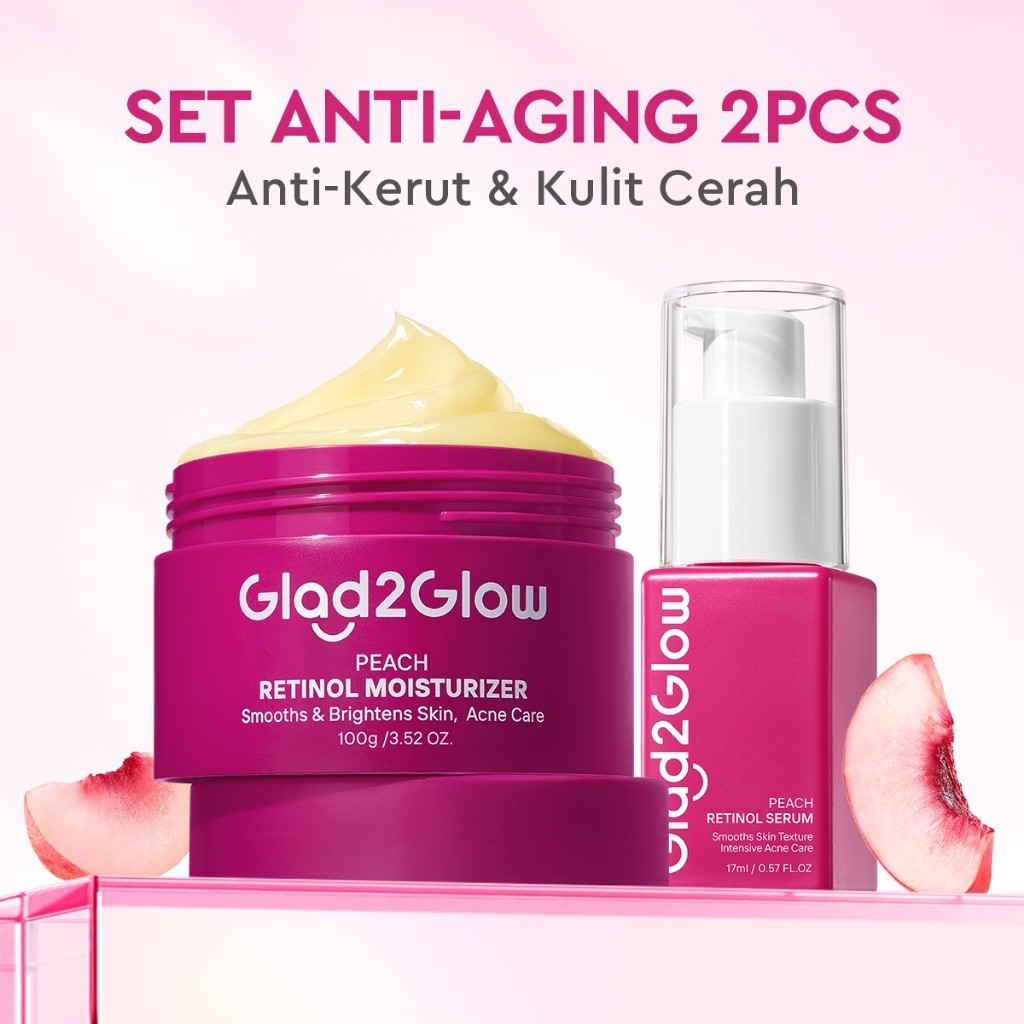 [Isi Besar Hemat]Glad2Glow Peach Retinol Moisturizer 100g Pelembab Anti Penuaan Penghalang Kulit Men