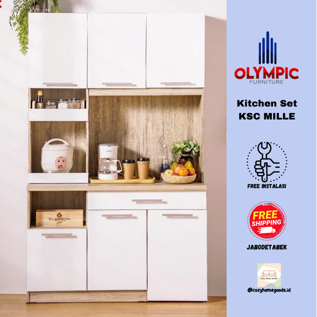 Olympic Kitchen Set - KSC Mille - Rak Piring - Rak Dapur - Lemari Dapur - Lemari Serbaguna - Cabinet