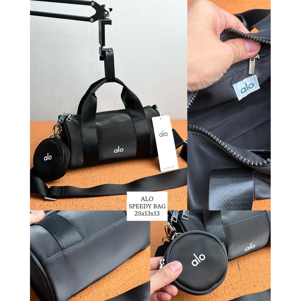 Tas Barrel Sport Gym Mini 25x13x13 – Tas Speedy Selempang Travel Kecil Unisex Waterproof Hitam