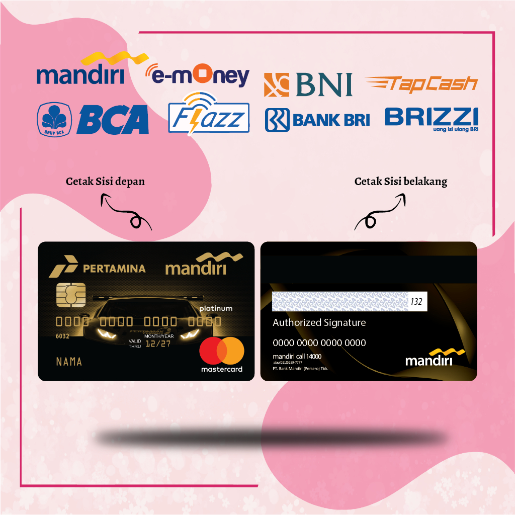 EMONEY E TOLL DESAIN KARTU PERTAMINA PLATINUM MANDIRI E MONEY MANDIRI 2 SISI TERBARU - 2 SISI