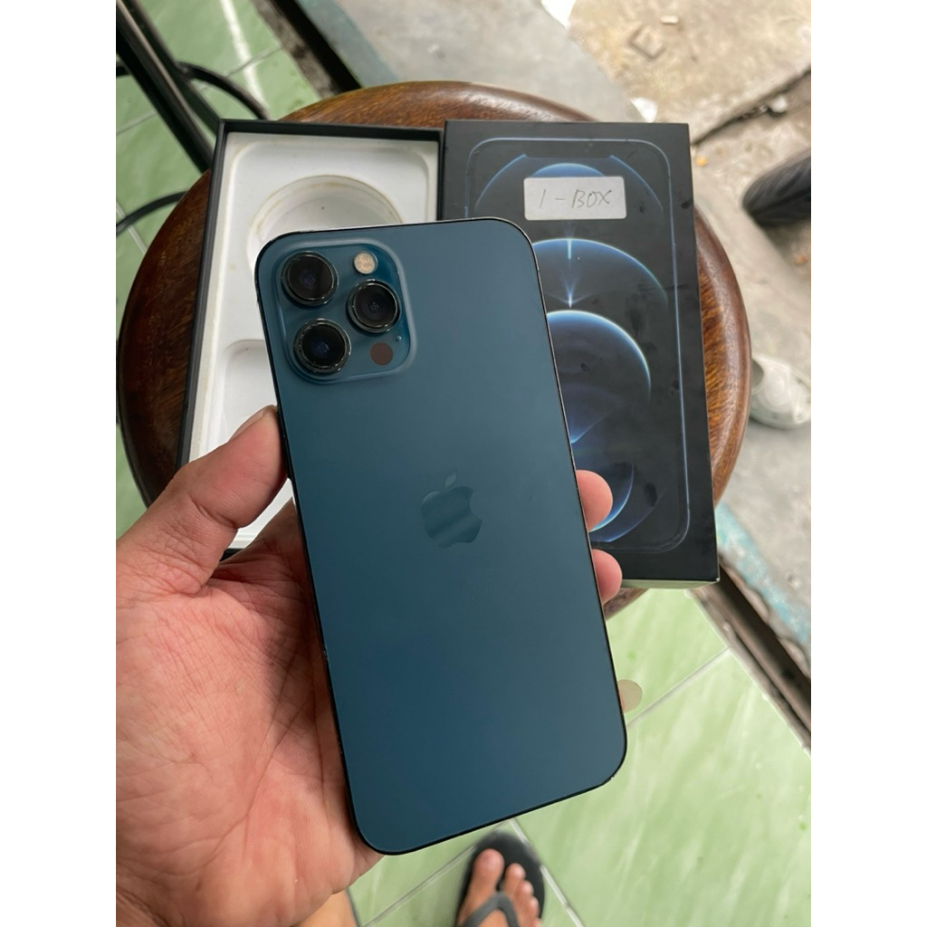 iphone 12 Promax 256gb blue ibox fulset ori second likenew