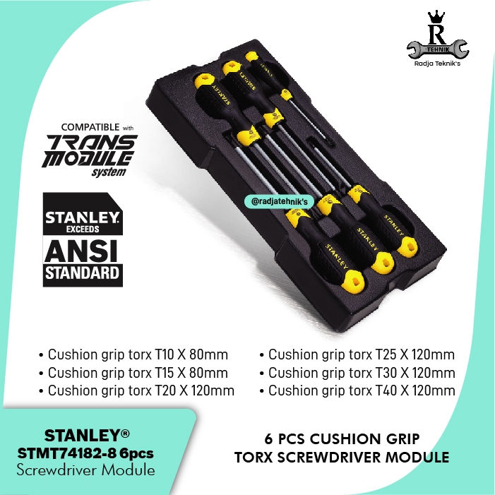STANLEY  STMT74181-8 Cushion Grip Screwdriver  8 Pcs Cushion Grip Screwdriver Module  Alat Tukang Se