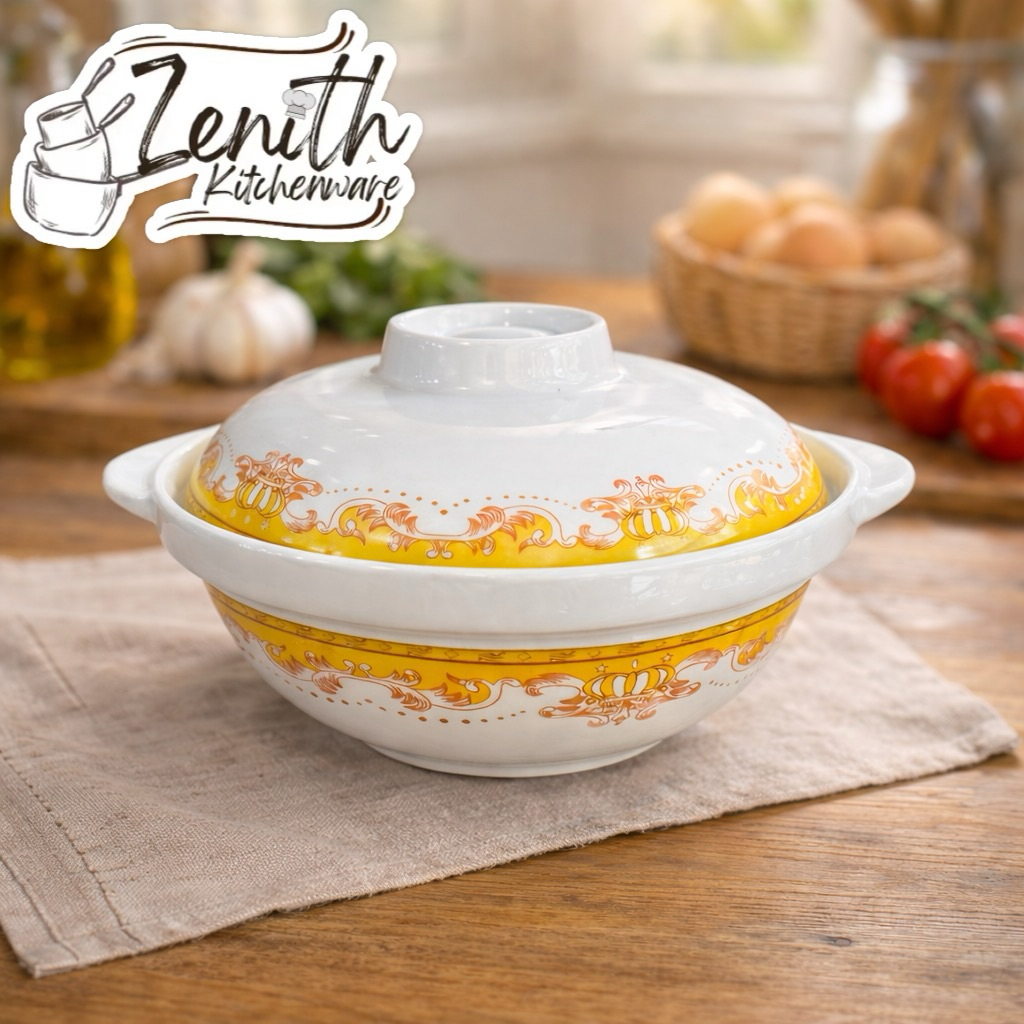 BASI SAPO KERAMIK TAHAN PANAS/ CASSEROLE TANITI DENGAN TUTUP/ WADAH SAJI/ MANGKUK SUP KERAMIK