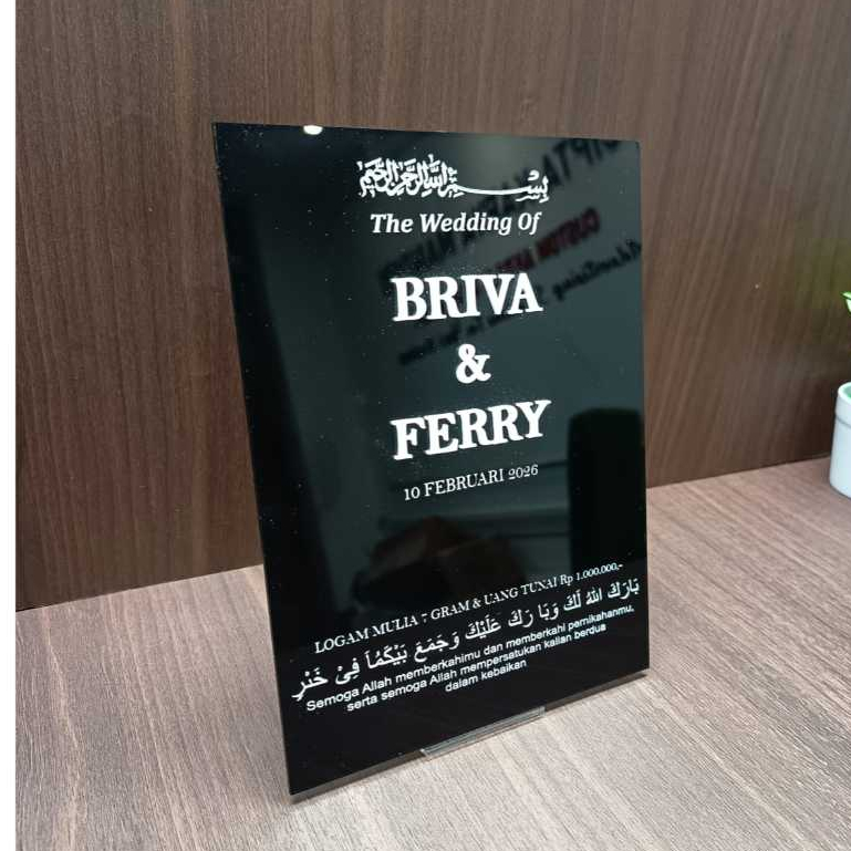 Akrilik Tetes Air Acry Brush Nama Pengantin Mahar Pernikahan Bahan Akrilik Grafir