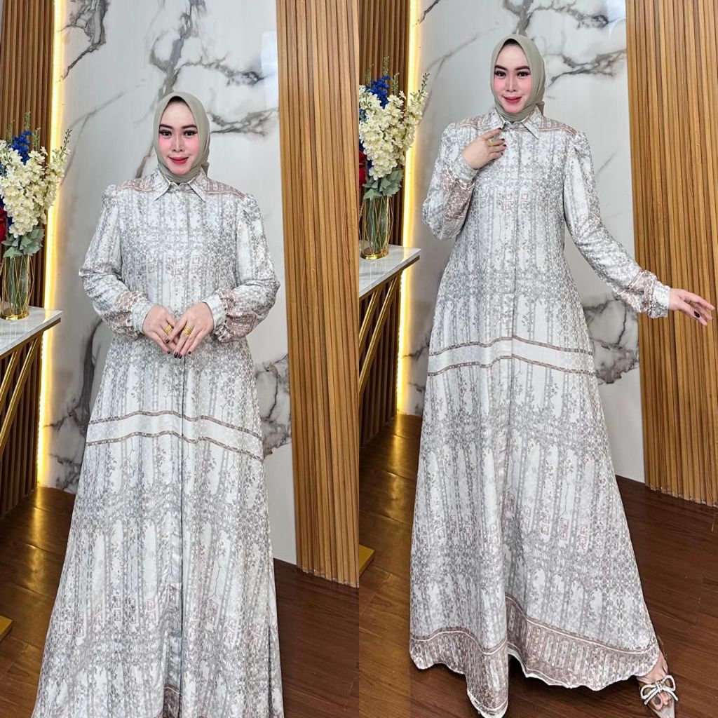 READY Gamis Ria Ricis / Gamis Viscose Jaguar Motif 1 / Gamis mewah adem lembut / Gamis lebaran / Gam