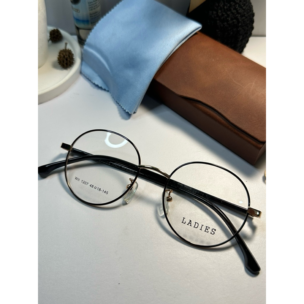Kacamata Bulat Round Metal Unisex Kekinian | Frame Tipis Ringan Fashion Pria Wanita