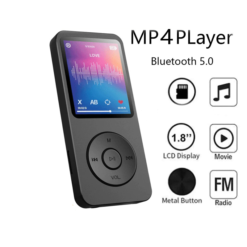 UORRIS MP4 Player Bluetooth MP3 Mini Player Bluetooth MP3 Bluetooth Speaker Free 32GB Card USB/Type 