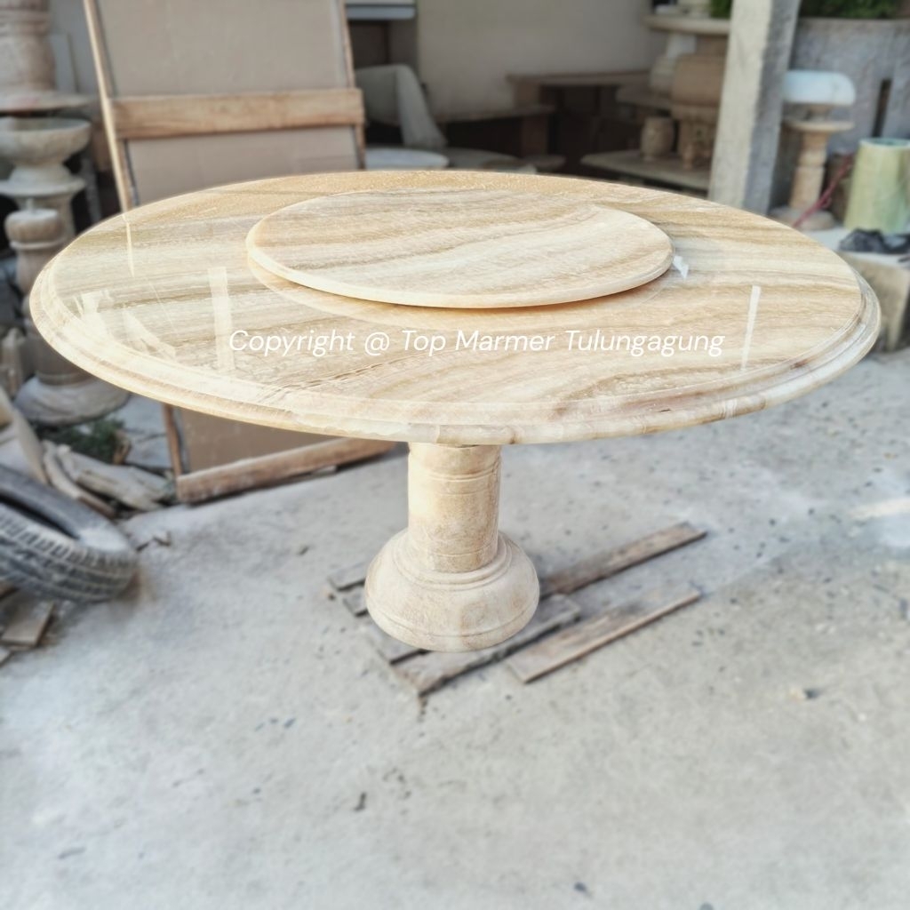Meja Makan Marmer Onyx D.150 | Dining Table Marmer | Meja Makan Onyx | Meja Makan Bulat | Meja Makan