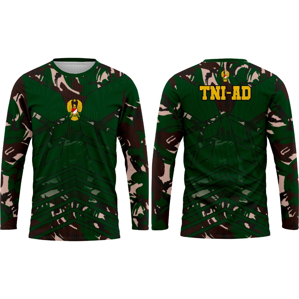 Kaos Jersey Pria TNI AD Fullprint Poliester Lengan Panjang S-XXXL Motif TNI AD