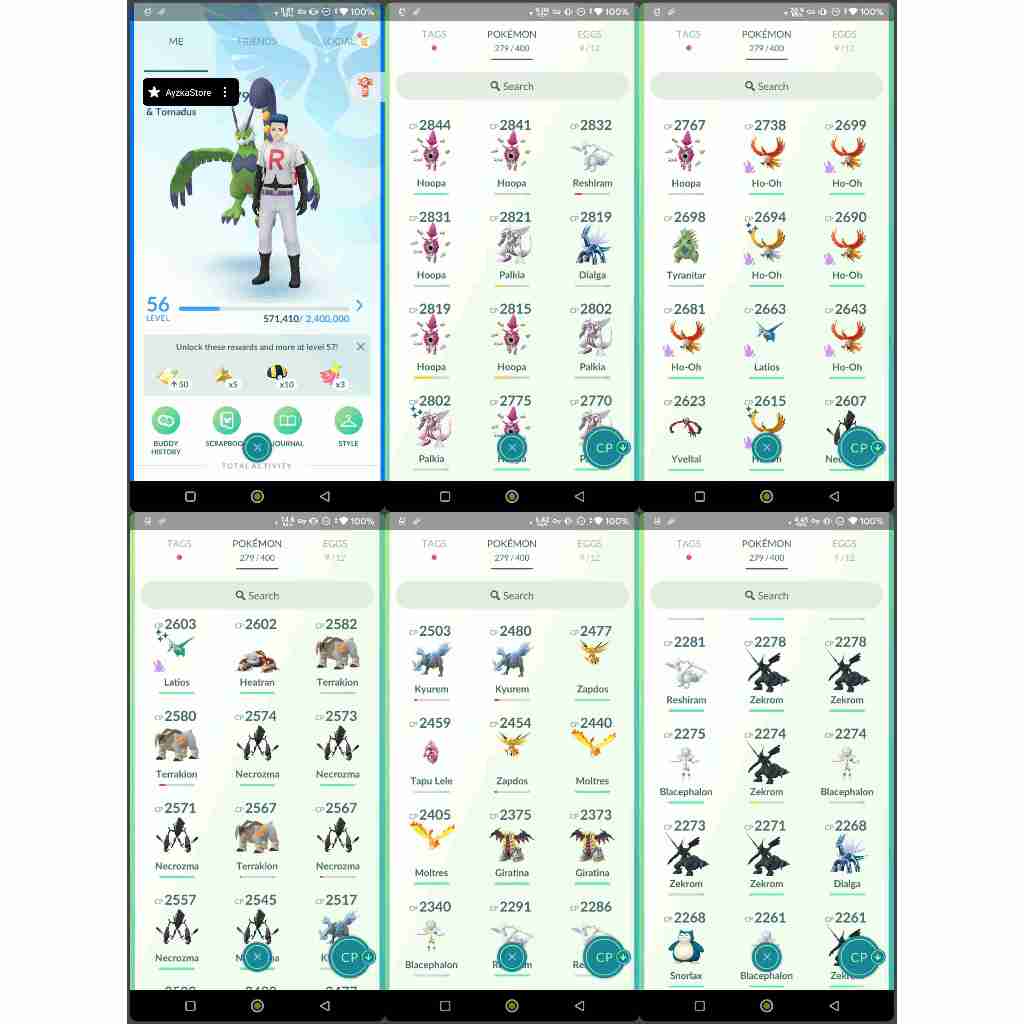 Paket Pokemon Go | PG024 | MYSTIC Level 56 | 1M Stardust | 226x Legend/Myth/Ultra Beast | Heatran, R