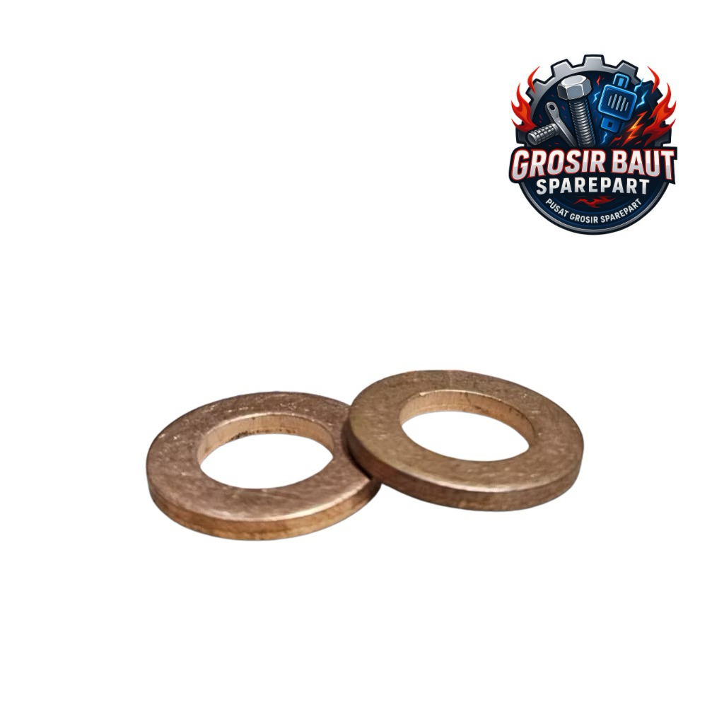 MURAH COD (2pcs) Ring tembaga M10 untuk Baut 14/ ring full tembaga  M10 tebal 2mm /Ring oli baut 14