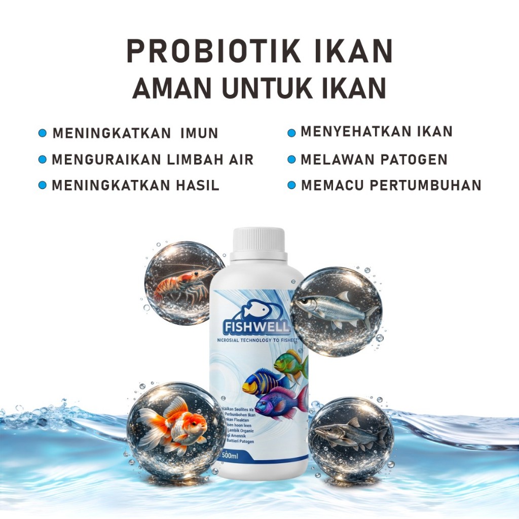 (500ml) Fishwell Probiotik Ikan Lele Bioflok & Kolam Pengurai Kotoran