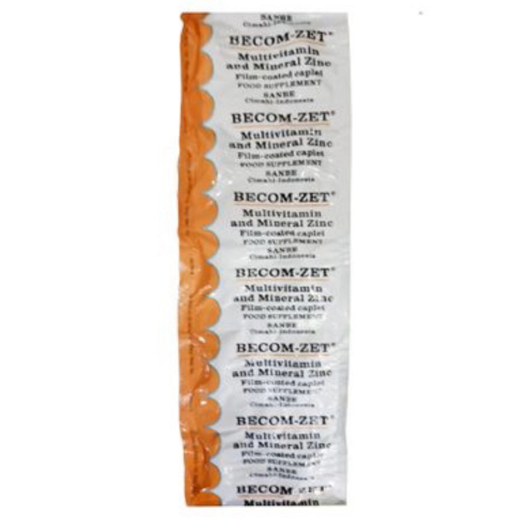 Multivitamin Becom-Zet 1 Strip 10 Kaplet - Suplemen Vitamin B, C, E, dan Zinc