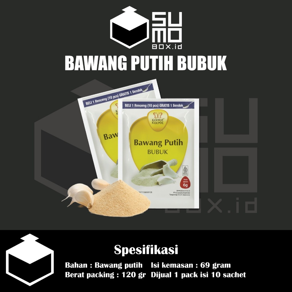 Koepoe Koepoe Bawang Putih Bubuk Sachet Renceng isi 10 sachet / Garlic Powder 6gram