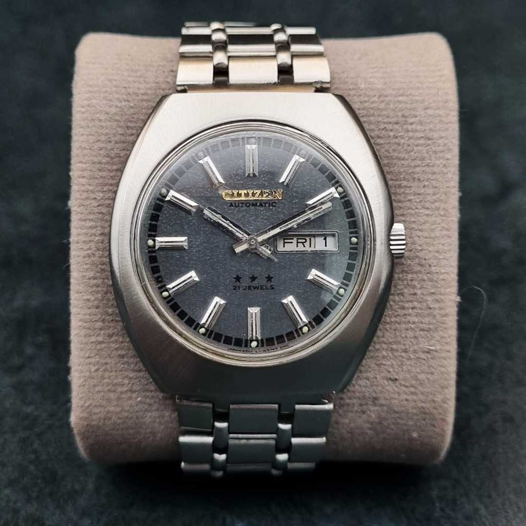 Citizen Automatic Triple Star 71-6073 Sand Textured Grey Dial Jam Tangan Bekas Pria Original