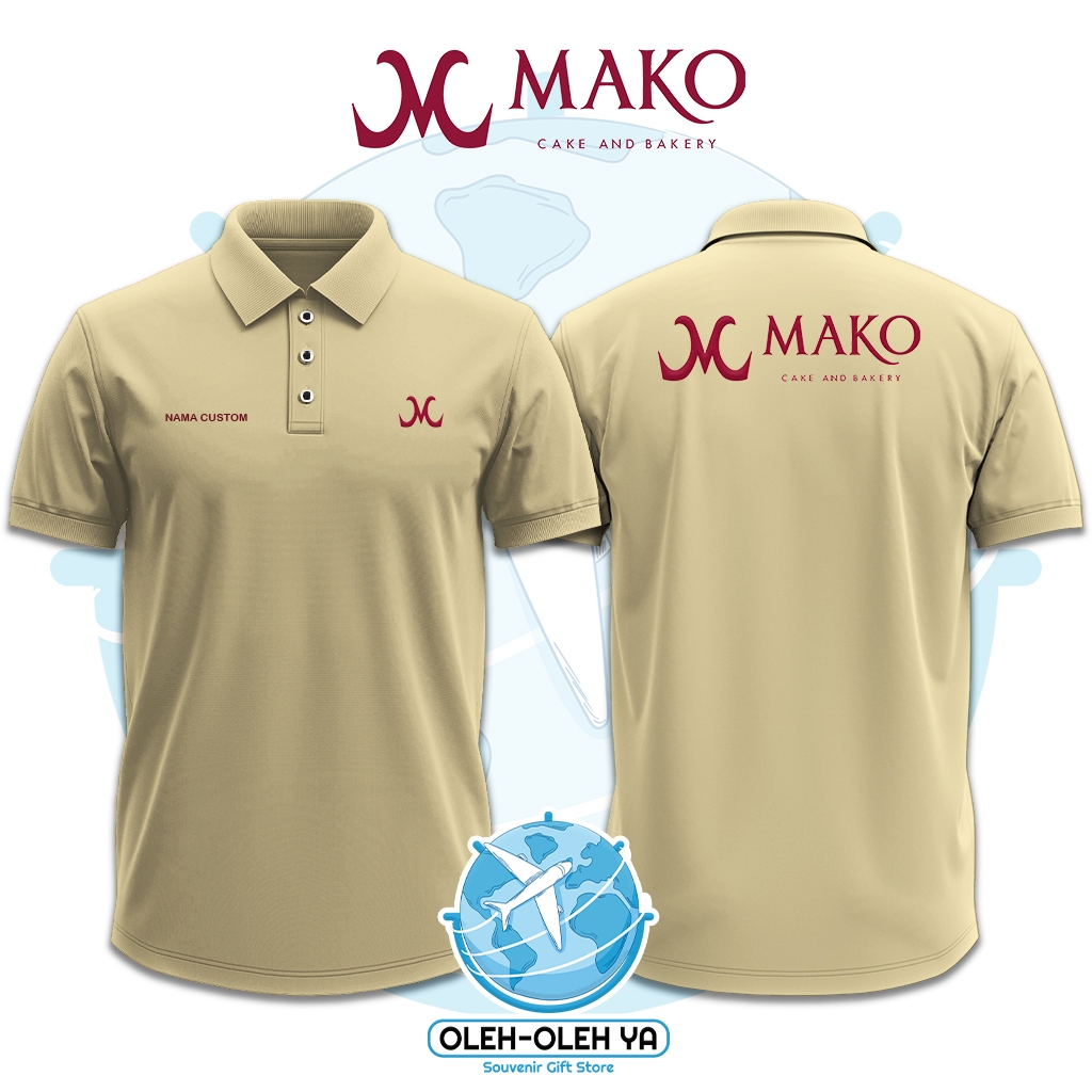 Oleh Oleh Ya Kaos Kerah Wangki Polo Shirt Kaos Kerja Wangki - Mako Cake & Bakery Indonesia - Sablon 