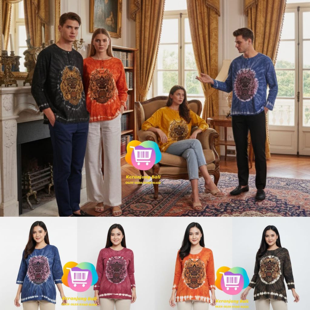 Kaos barong bali lengan panjang jumbo Atasan baju Bali barong lengan panjang Baju barong dewasa jumb