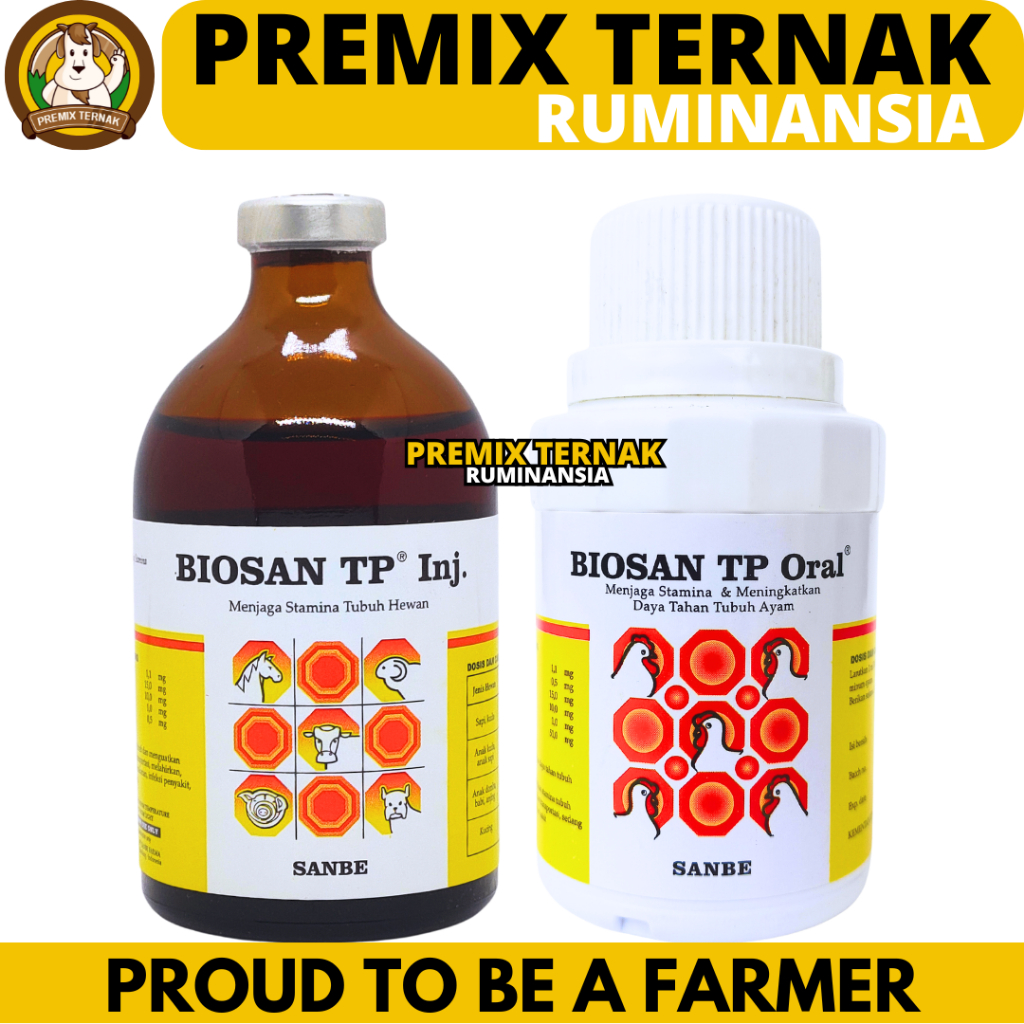 BIOSAN TP ORAL 100ML & BIOSAN TP INJ 100ML - Meningkatkan Stamina & Daya Tahan Hewan Sapi Kambing