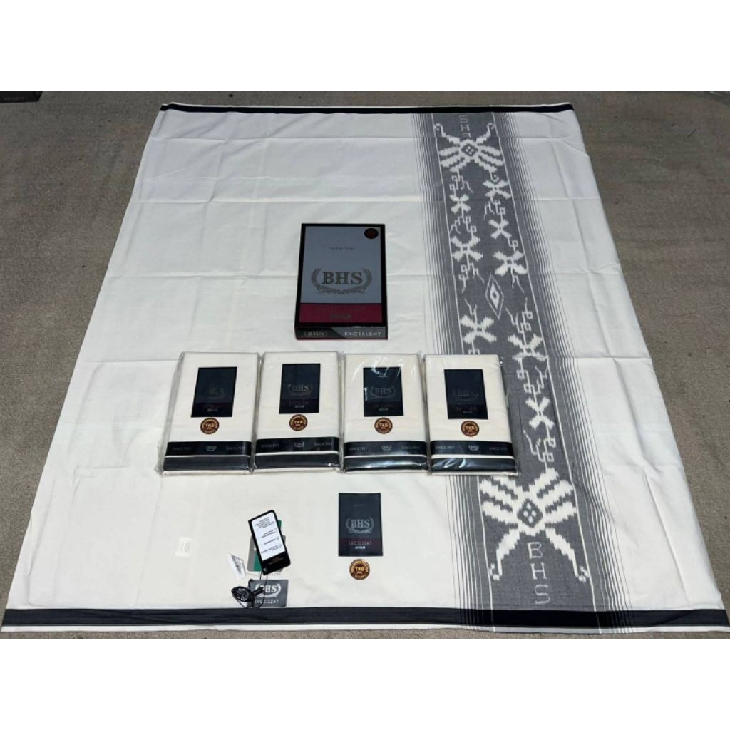 SARUNG BHS EXCELLENT SONGKET SKT,SPC,SCA,SGA PUTIH MIX WARNA SILVER ORIGINAL