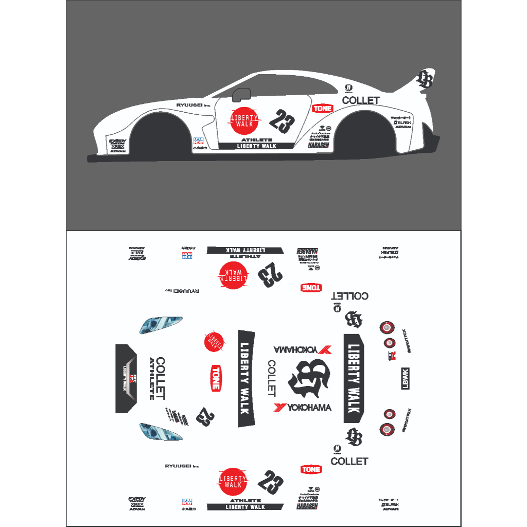 [WHITE TONER] Decal Hotwheels NISSAN R35 LBWK ATHLETE
