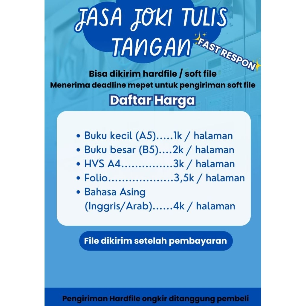 JASA JOKI TULIS TANGAN CEPAT
