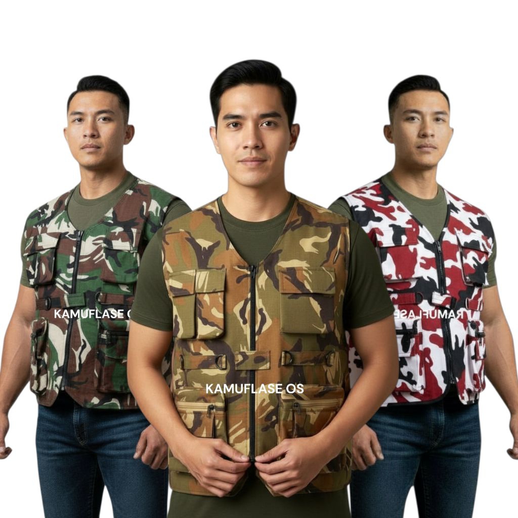 Rompi tactical cargo Rompi army loreng Vest outdoor Multifungsi Rompi pria wanita casual