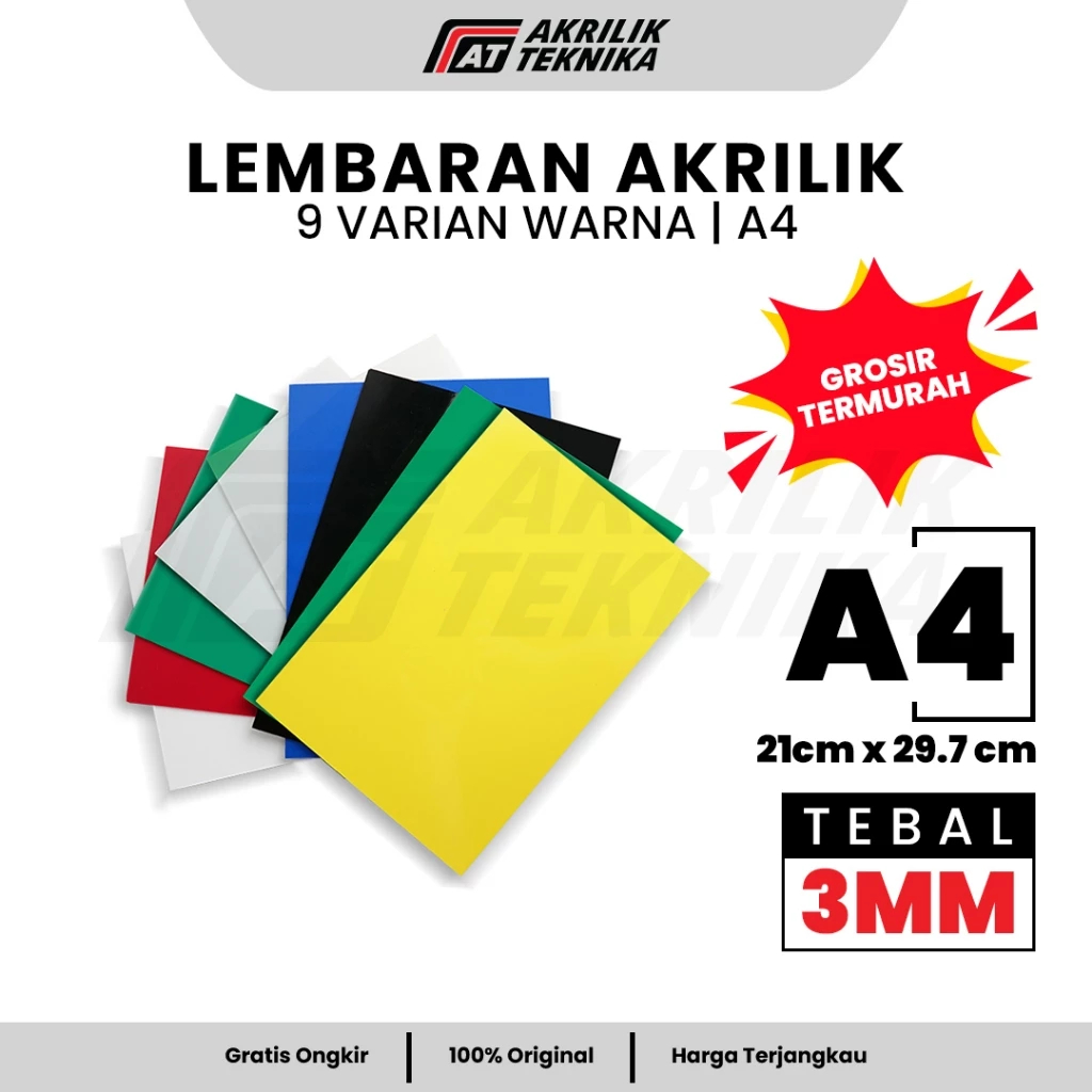 Lembaran Akrilik A4 3mm / Acrylic Sheet Clear / Akrilik Warna