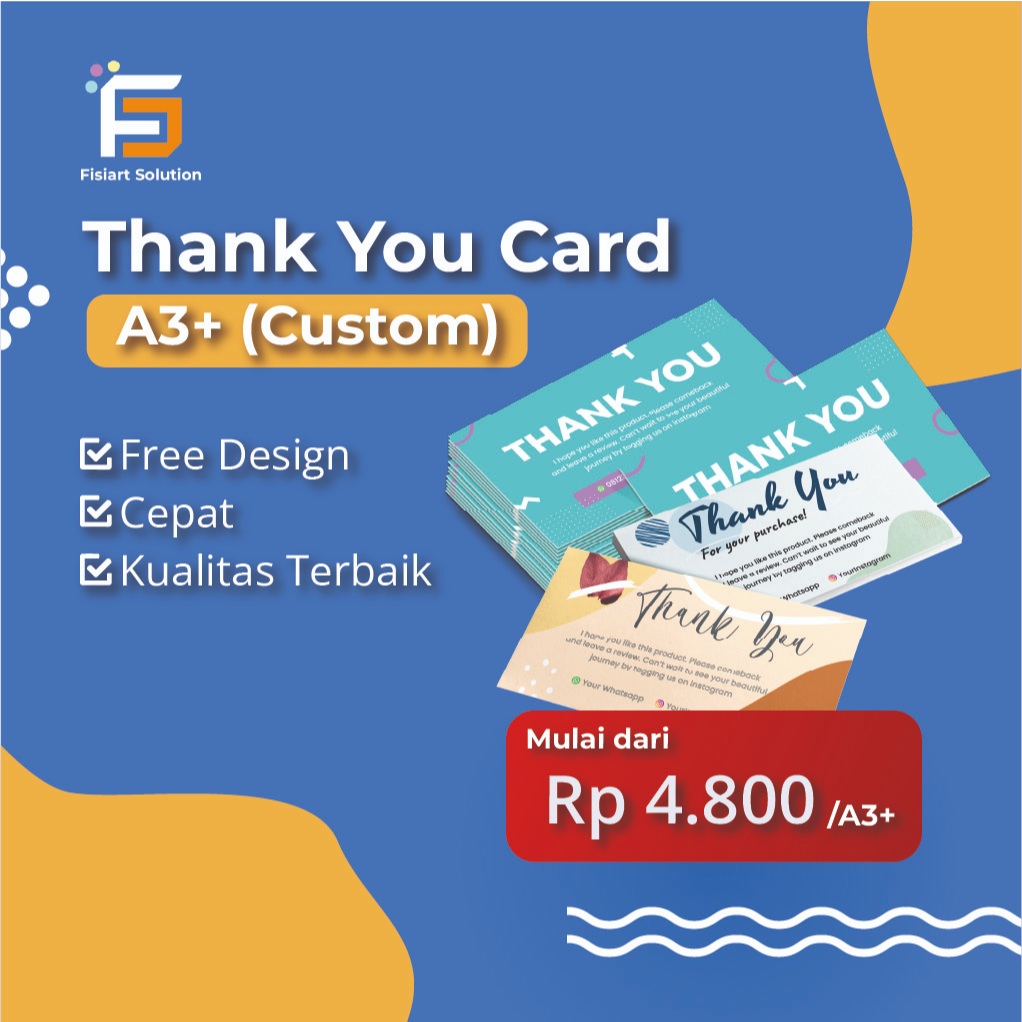 Thank You Card A3+ (Ukuran Custom) - Thankyou Card - Kartu Ucapan - Kartu Souvenir – Kartu hampers