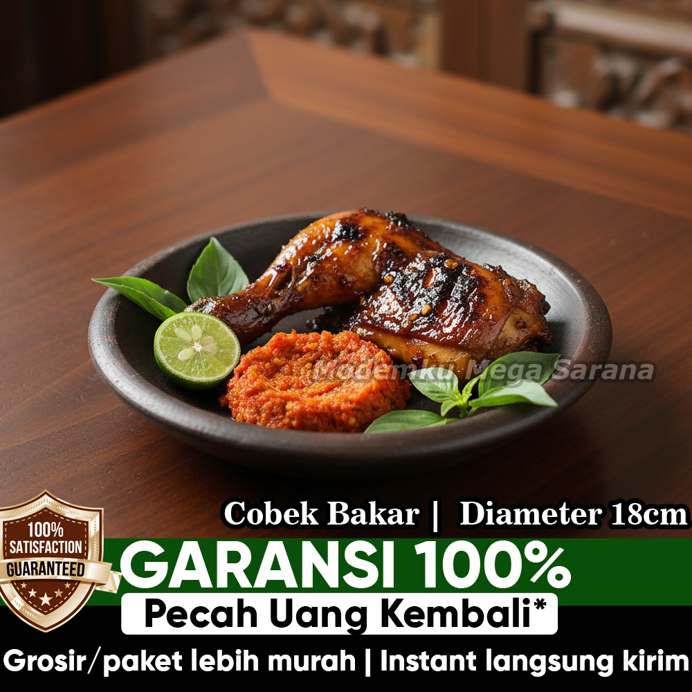 Cobek Bakar Tahan Panas Piring Tahu Gejrot Gerabah Tanah Liat - Diameter 18 cm Cobek Tahu Tek Tek