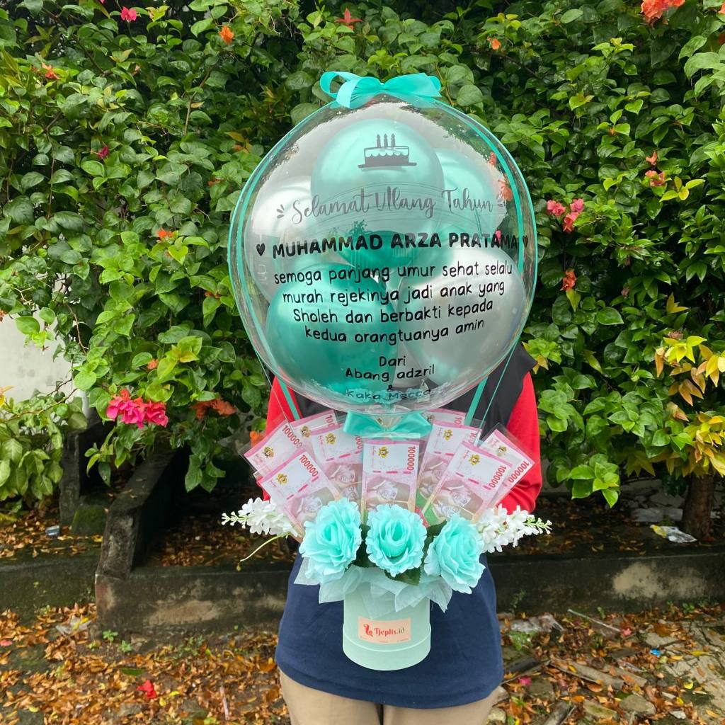 Bucket Balon Rangka Slot Uang Kosongan (Jasa dan dekor saja) Uang isi sendiri di rumah