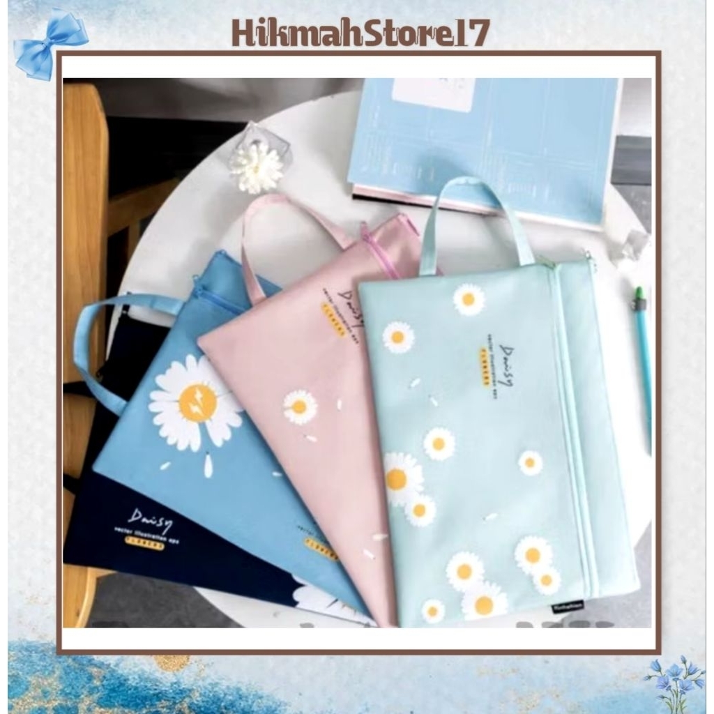 H17 | Tas Map Dokumen Karakter Daisy Pouch File A4 Pouch Kantong Map Aesthetic Multifungsi