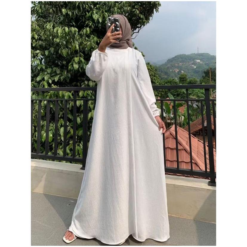 Maryam Dress Gamis Wanita Crinkle Adem Nyaman Busui Friendly Ukuran Jumbo LD120 130 140