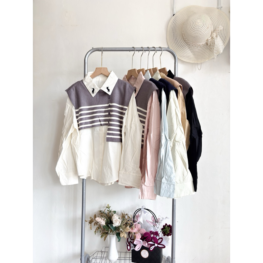 YUKA SET VEST - SET VEST WANITA KEKINIAN CANTIK - KEMEJA VEST WANITA