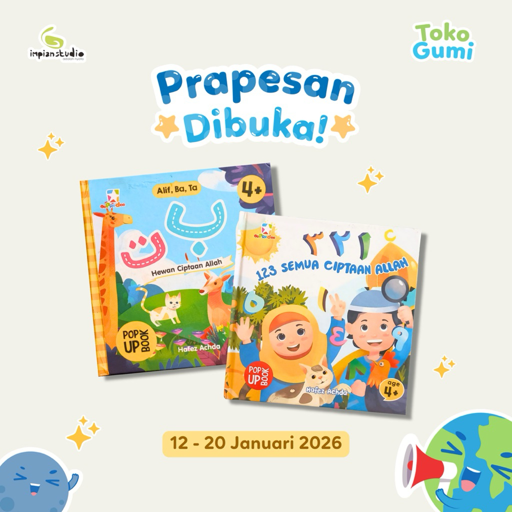 (PRAPESAN) Buku Pop Up Alif Ba Ta Hewan Ciptaan Allah - 123 Semua Ciptaan Allah | Belajar Huruf dan 